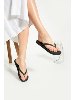 Bermody Breezia Kadın Siyah Basic Rahat Acıtmaz Parmak Arası Plaj Terlik Flip Flop Yazlık Deniz Havuz Eva