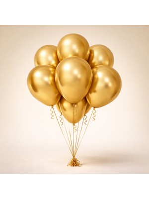 Deha Parti 15 Adet Metalik Gold Parlak Balon Doğum Günü Kutlama Süs ve Malzemesi Yılbaşı Balonu