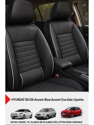 Naz Oto Stone Deri Oto Koltuk Kılıfı - Bel Destekli (Hyundai I20-I30 Accent Blue-Era-Getz Uyumlu)