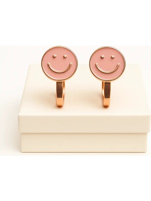 Makewell Neşeli Gülen Yüz Sıkıştırmalı Küpe Deliksiz Kulağa Uygun Kız Çocuk Hediye