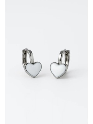 Makewell Romantik Kalp Sıkıştırmalı Küpe Deliksiz Kulağa Uygun Kız Çocuk Hediye