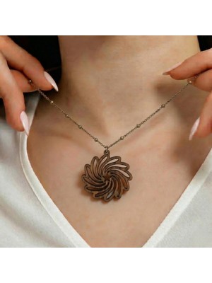 Koçak Takı Ahşap Kolye Modern Özgün Minimalist Takı Model No 281