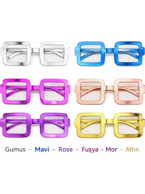 LTG Nova Kare Şekilli Parti Gözlüğü 12&amp;#39;li Set – 6 Renk ( Camsız )