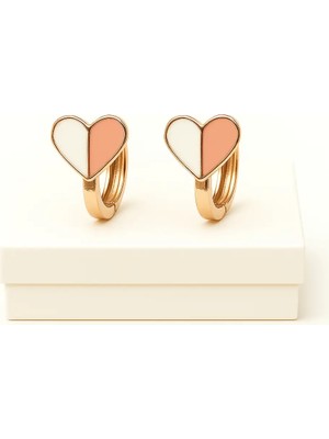 Makewell Romantik Kalp Sıkıştırmalı Küpe Deliksiz Kulağa Uygun Kız Çocuk Hediye