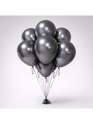 Deha Parti 15 Adet Metalik Siyah Balon - Premium Lateks Doğum Günü Nişan