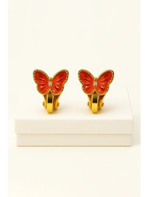 Makewell Zarif Kelebek Sıkıştırmalı Küpe Deliksiz Kulağa Uygun Kız Çocuk Hediye