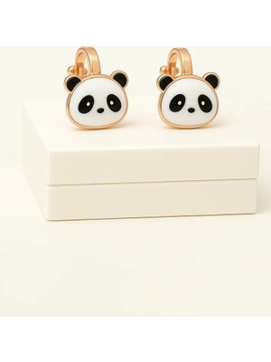 Makewell Sevimli Panda Sıkıştırmalı Küpe Deliksiz Kulağa Uygun Kız Çocuk Hediye