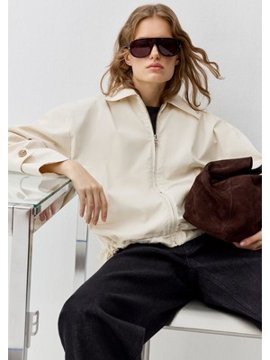 Mavi Fermuarlı Ekru Ceket 1110830-70065