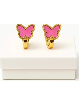 Makewell Zarif Kelebek Sıkıştırmalı Küpe Deliksiz Kulağa Uygun Kız Çocuk Hediye