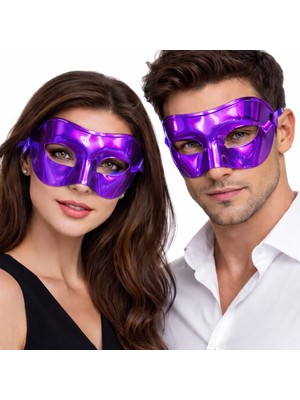 LTG Nova Metalize Parlak Parti Maskesi Mor Renk 16X7 cm