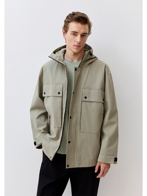 Mavi Kapüşonlu Yeşil Ceket 0110365-71484