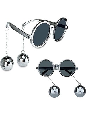 Disko Toplu Küpeli Parti Gözlüğü Gümüş Renk Midastech