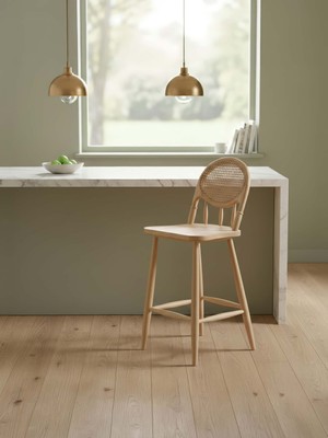 Gazzini Furniture Orlena Hazeranlı Ahşap Bar Sandalyesi