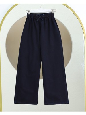 Moda Morfo Bol Paça Beli Lastikli Bağcık Detaylı Kot Pantolon     -K.laci