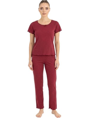 Royam Seamlife Kadın %100 Pamuk Kalp Desenli Kısa Kollu Pijama Takımı 466542