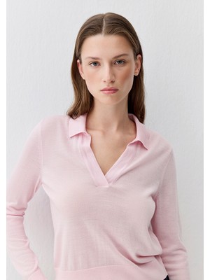 Mavi Yün Pembe V Yaka Polo Kazak 1710820-86960