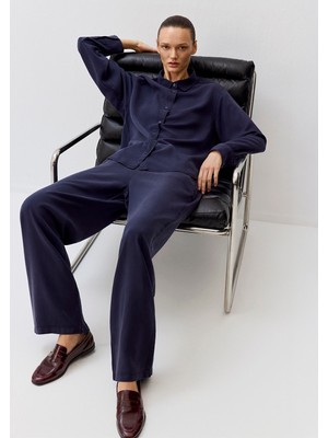 Mavi Lacivert (Tencel™) Liyosel Karışımlı Pantolon 1011082-83884