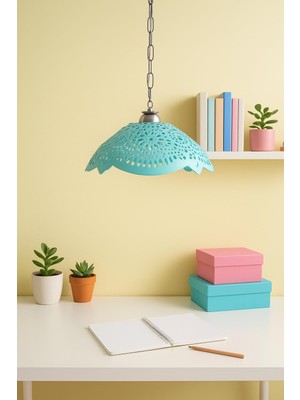 Turkuaz Akrilik Avize Soft Modern Aydınlatma 35X35X12 cm