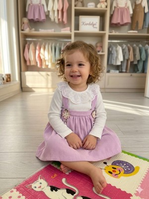 Mihrumay Kız Bebek Dantel Yakalı Fitilli Elbise