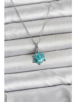 Store Mania Ieg™ 316L Çelik Zincir Gümüş Renk Kaplumbağa Model Kadın Kolye