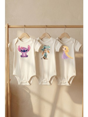 Pamuk Saray %100 Organik Pamuk Sevimli Hayvan Figürü Baskılı Kısa Kollu Çıtçıtlı Bebek Body Zıbın