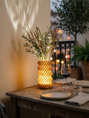 Elana Design Şarj Edilebilir Işıklı Dekoratif Vazo – Lux LED Masa Lambası (Type-C Şarjlı)