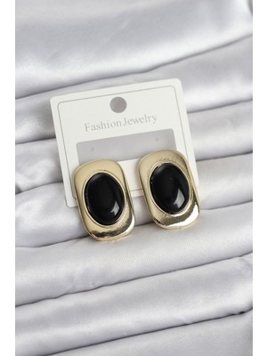 byasafkids Siyah Renk Kare Model Vintage Kadın Küpe