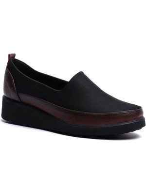 Kuum London K152509 Bordo Siyah Dolgu Taban Kadın Ayakkabı
