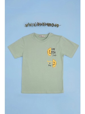 FullaModa Lıke You Cool Yazı Baskılı Erkek Çocuk Tişört