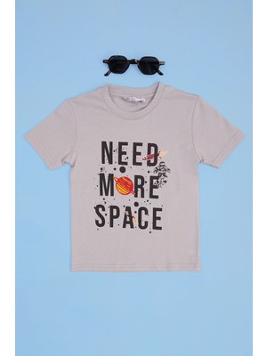 FullaModa Need More Space Baskılı Erkek Çocuk Tişört