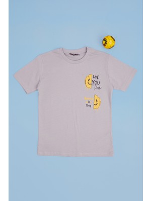 FullaModa Lıke You Cool Yazı Baskılı Erkek Çocuk Tişört