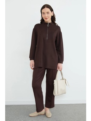 FullaModa Fullamodest Yarım Fermuarlı Çimalı Modal 2 Li Takım