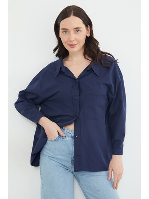 FullaModa Basic Tek Cepli Oversize Gömlek