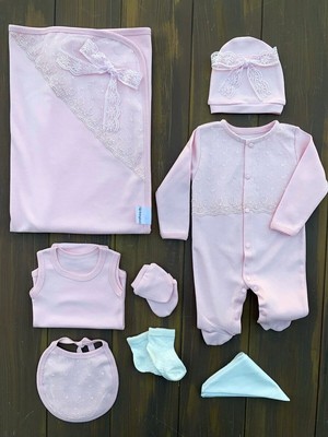 Wovna Dantel Işlemeli 10 Parça Yeni Doğan Hastane Seti %100 Pamuk