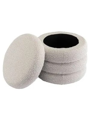 Vivense Relax Teddy Sandıklı Puf, Beyaz