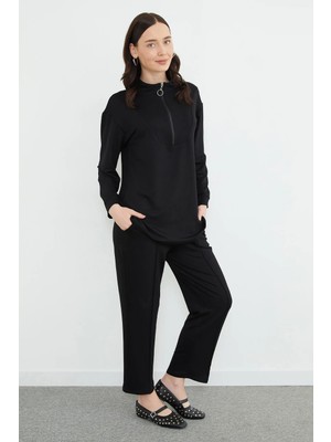 FullaModa Fullamodest Yarım Fermuarlı Çimalı Modal 2 Li Takım