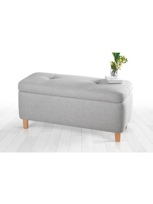Vivense Rocio Sandıklı Bench Puf, Açık Gri