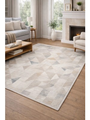 Modern Geometrik Salon Halısı Leke Tutmaz Akrilik 462.000 Sık Dokuma 9mm Yumuşak Halı