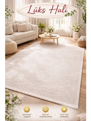 Lüks Kabartma Dokulu Gold Detaylı Sanatsal Halı - Premium Salon ve Oda Halısı