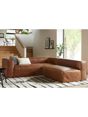 Vivense Oslo Deri Köşe Koltuk, Kahve