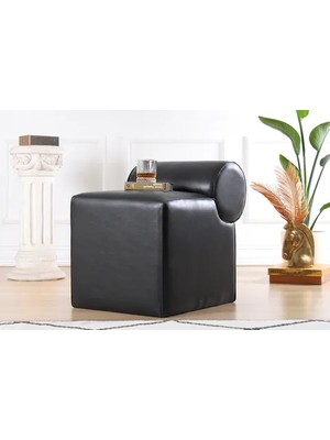 Vivense Rohin Deri Puf, Siyah