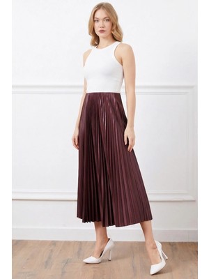 FullaModa Piliseli Beli Lastikli Etek