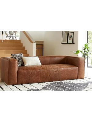 Vivense Oslo Deri Üçlü Koltuk, Kahve