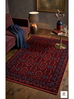 Premium Akrilik Bambu Halı Kırmızı Geleneksel Desenli Salon Halısı 8mm Dokuma Taban Yumuşak