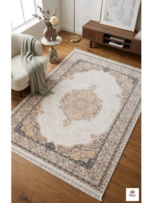 Royal Heritage Exclusive: Sanat Eseri Dokusunda Fildişi Altın Salon Halısı