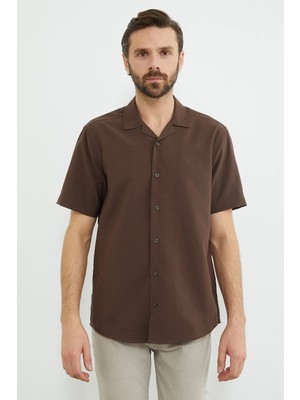 FullaModa Düğmeli Kısa Kollu Regular Fit Gömlek