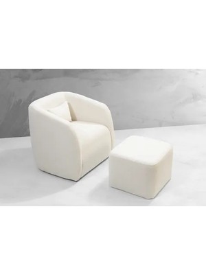 Vivense Arya Teddy Berjer ve Puf , Beyaz