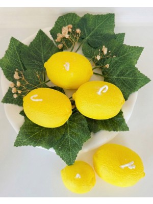 Nish Candles Limon Mum Dekor 5'li Set, Limon Kokulu Dekoratif Mum, Yazlık & Bahar Ev Balkon Masa Süsü, Beyaz Şık Tabağıylaberaber