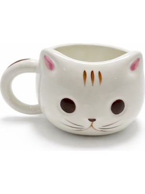 MiraLive 3D Kedi Tasarımlı Kabartmalı Seramik Kupa Bardak