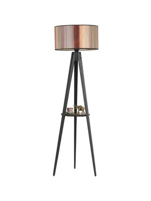 Vivense Tripod Sehpalı Silindir Lambader, Renkli Siyah